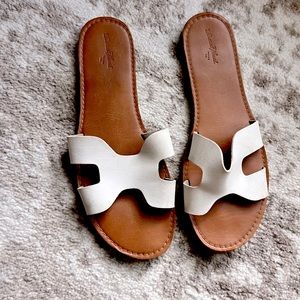 Womens sandals- white and leather, size 10